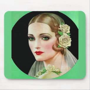 Braut mit weißer Rose Mousepad