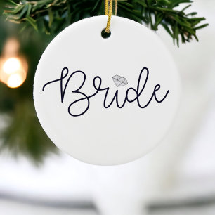 Braut Moderne Schrift Diamant Personalisierte Hoch Keramik Ornament