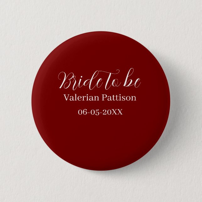Braut Name Datum maigris weiß Junggesellinnenabsch Button (Vorderseite)