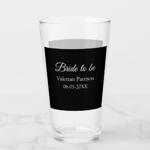 Braut Name Datum schwarz weiß Junggesellinnenabsch Glas