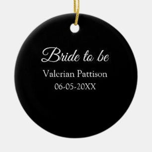 Braut Name Datum schwarz weiß Junggesellinnenabsch Keramik Ornament