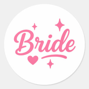 Braut Neon Pink Schrift Runder Aufkleber