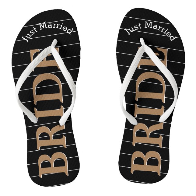 Braut nur verheiratete Imitate Gold auf Schwarz od Flip Flops (Fußbett)