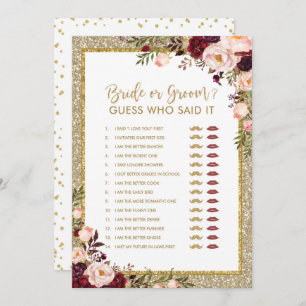 Braut-oder Bräutigam-GoldGlitzer-Brautparty-Spiel Einladung