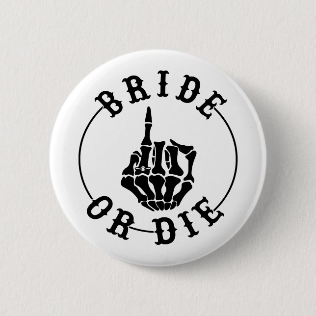 Braut Oder Stirb Skelett Ring Finger Gothic Jungge Button (Vorderseite)