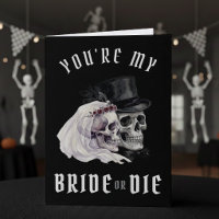 Braut oder stirb Totenkopf Halloween-Ehefrau Gebur