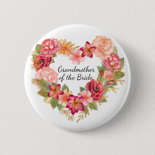 Braut-Oma Blumenkranz Knopf Button