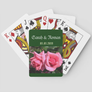 Braut & pflegen zwei heiß rosa Rose Blume Hochzeit Spielkarten