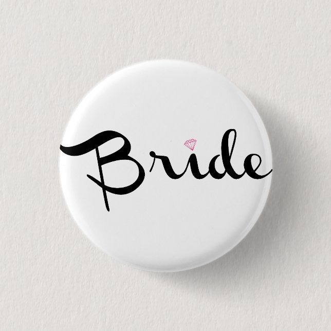 Braut Retro Schriftzug Button (Vorderseite)
