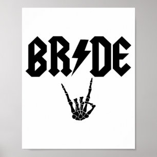 Braut Rock N Roll Skeletthand Halloween Junggesell Poster