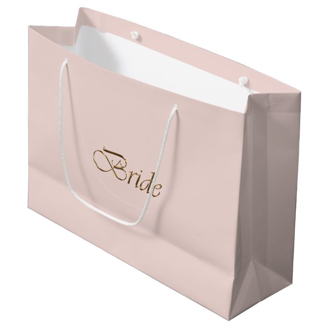 Braut Rosa goldenes Drehbuch elegante Hochzeit Große Geschenktüte (Vorderseite Schrägansicht)