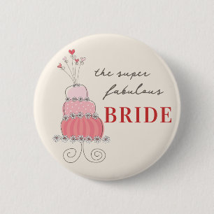 Braut Rosa Schick Hochzeitstorte Namensschild Butt Button