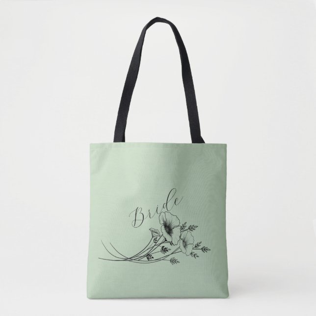Braut-Sage-Wildblumen-Doodle Tasche (Vorderseite)