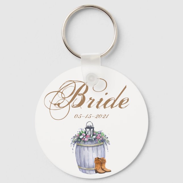 Braut Schlüsselkette Sommerland Hochzeit rustikale Schlüsselanhänger (Vorderseite)