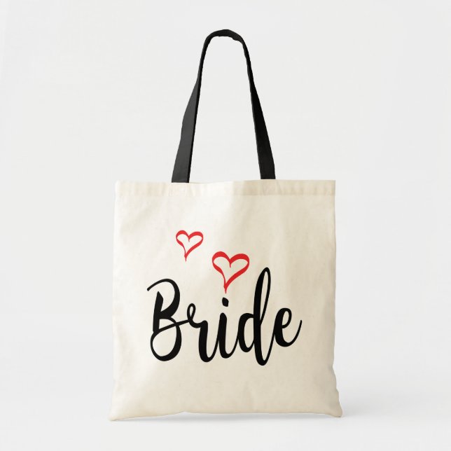 Braut Schwarz und Rote Liebe hören Hochzeitstypogr Tragetasche (Vorne)