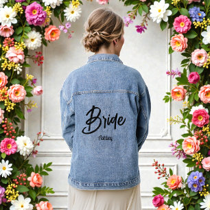 Braut Schwarzes Skript Hochzeit  Jeansjacke