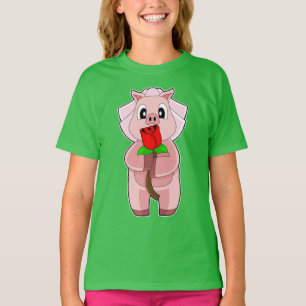 Braut Schwein Rosenhochzeit T-Shirt