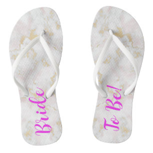Braut sein! Rosa Goldmarmorflecken Flip Flops