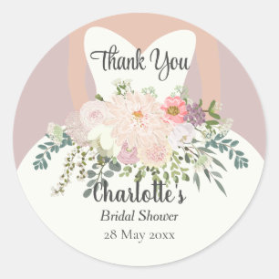 Braut Silhouette Floral Brautbad Danke Runder Aufkleber