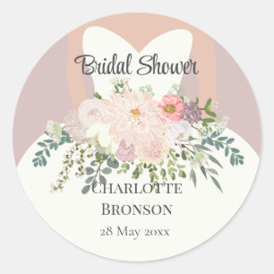 Braut-Silhouette Florale Brautparty Runder Aufkleber