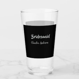 Braut Squad Brautjungfer Name Silber Schwarz Hochz Glas