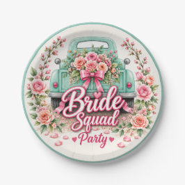 Braut-Squad-Floral-LKW-Papierteller Pappteller