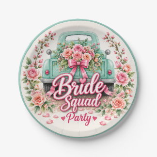 Braut-Squad-Floral-LKW-Papierteller Pappteller