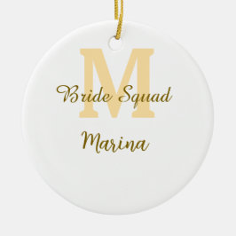 Braut-Squad-Monogramm goldene Brautparty einfach  Keramik Ornament