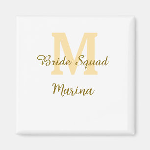 Braut-Squad-Monogramm goldene Brautparty einfach Magnet