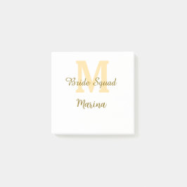 Braut-Squad-Monogramm goldene Brautparty einfach  Post-it Klebezettel