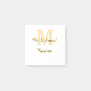 Braut-Squad-Monogramm goldene Brautparty einfach  Post-it Klebezettel