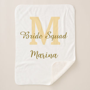 Braut-Squad-Monogramm goldene Brautparty einfach Sherpadecke