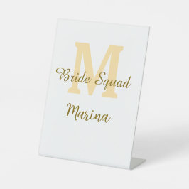 Braut-Squad-Monogramm goldene Brautparty einfach  Sockelschild