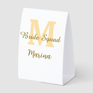 Braut-Squad-Monogramm goldene Brautparty einfach Tischaufsteller