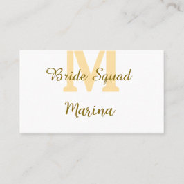 Braut-Squad-Monogramm goldene Brautparty einfach  Visitenkarte