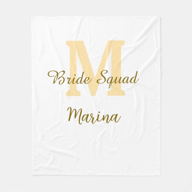 Braut-Squad-Monogramm goldene einfache Brautparty  Fleecedecke (Vorderseite)