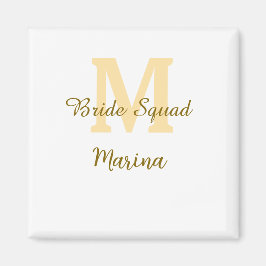 Braut-Squad-Monogramm goldene einfache Brautparty  Magnet