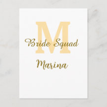 Braut-Squad-Monogramm goldene einfache Brautparty 