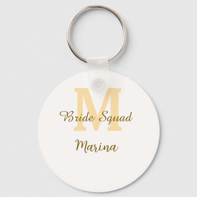 Braut-Squad-Monogramm goldene einfache Brautparty  Schlüsselanhänger (Vorderseite)