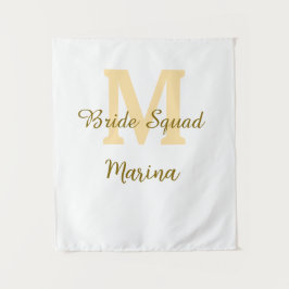 Braut-Squad-Monogramm goldene einfache Brautparty  Wandteppich