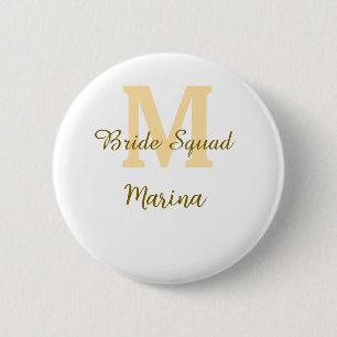 Braut-Squad-Monogramm goldene Hochzeitsparty einfa Button