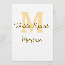 Braut-Squad-Monogramm goldene Hochzeitsparty einfa Einladung
