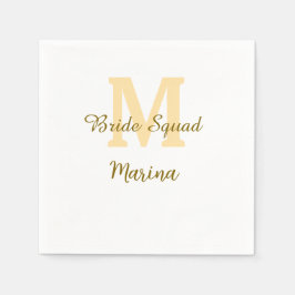 Braut-Squad-Monogramm goldene Hochzeitsparty einfa Serviette