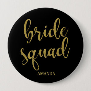 Braut-Squad Stylische Kalligrafie Gold Glitter Button