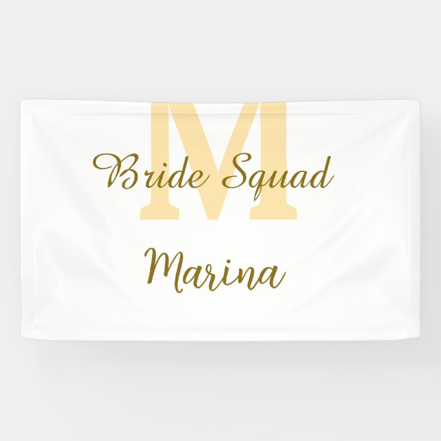 Braut-Squadron Monogramm goldene Brautparty einfac Banner (Horizontal)