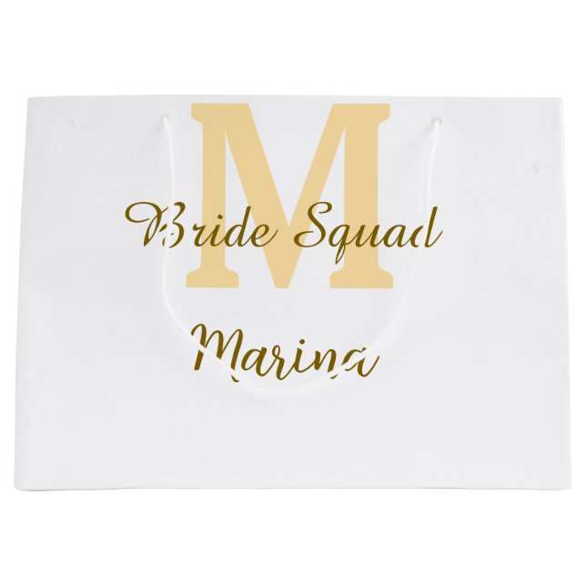 Braut-Squadron Monogramm goldene Brautparty einfac Große Geschenktüte (Vorderseite)