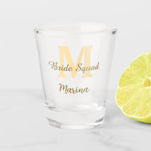 Braut-Squadron-Monogramm goldene Brautparty einfac Schnapsglas