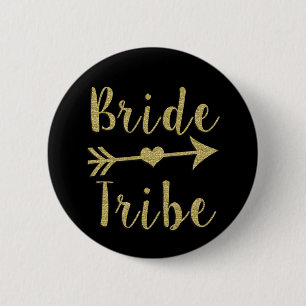 Braut-Stamm-Brautjungfern-GoldGlitzer-Knopf Button