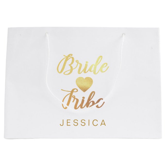 Braut Stamm Herz Personalisiert Bridesmaid Name Große Geschenktüte (Vorderseite)