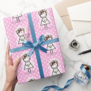 Braut-Stock-Figur in Sneakern auf Punkten Geschenkpapier